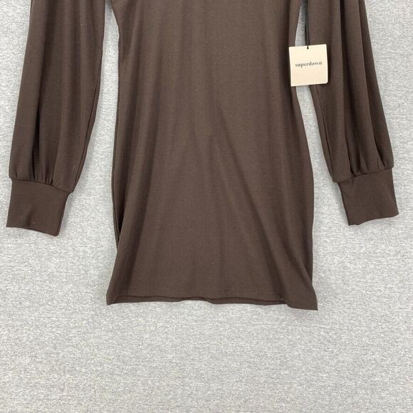 Superdown Dress Womens Medium Brown Ribbed Ruched Bodice With Underwire NEW - Picture 10 of 16